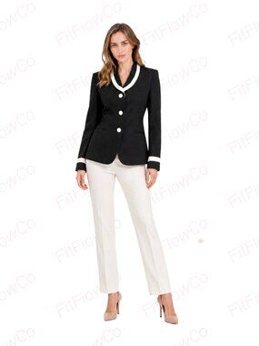 Vintage SuitsMe Petites Black White Trim Blazer 8P NWT USA